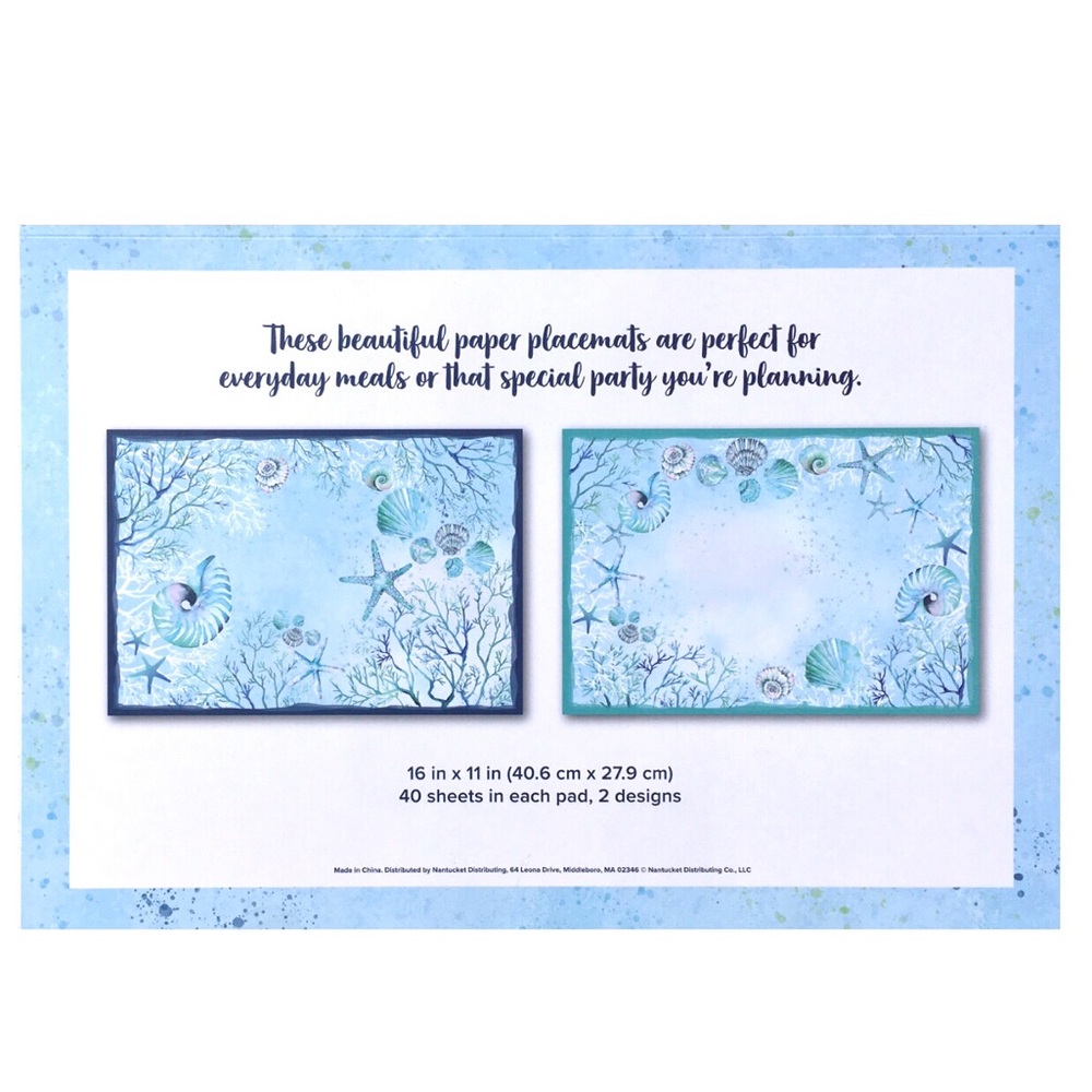 Ocean Shells Themed Paper Placemats Pad of 40 (2 designs)